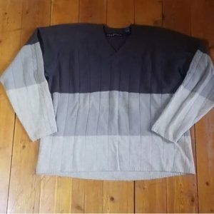 Chereskin V NECK sweater lambs wool OMBRE brown beige rustic forest MENS L LARGE